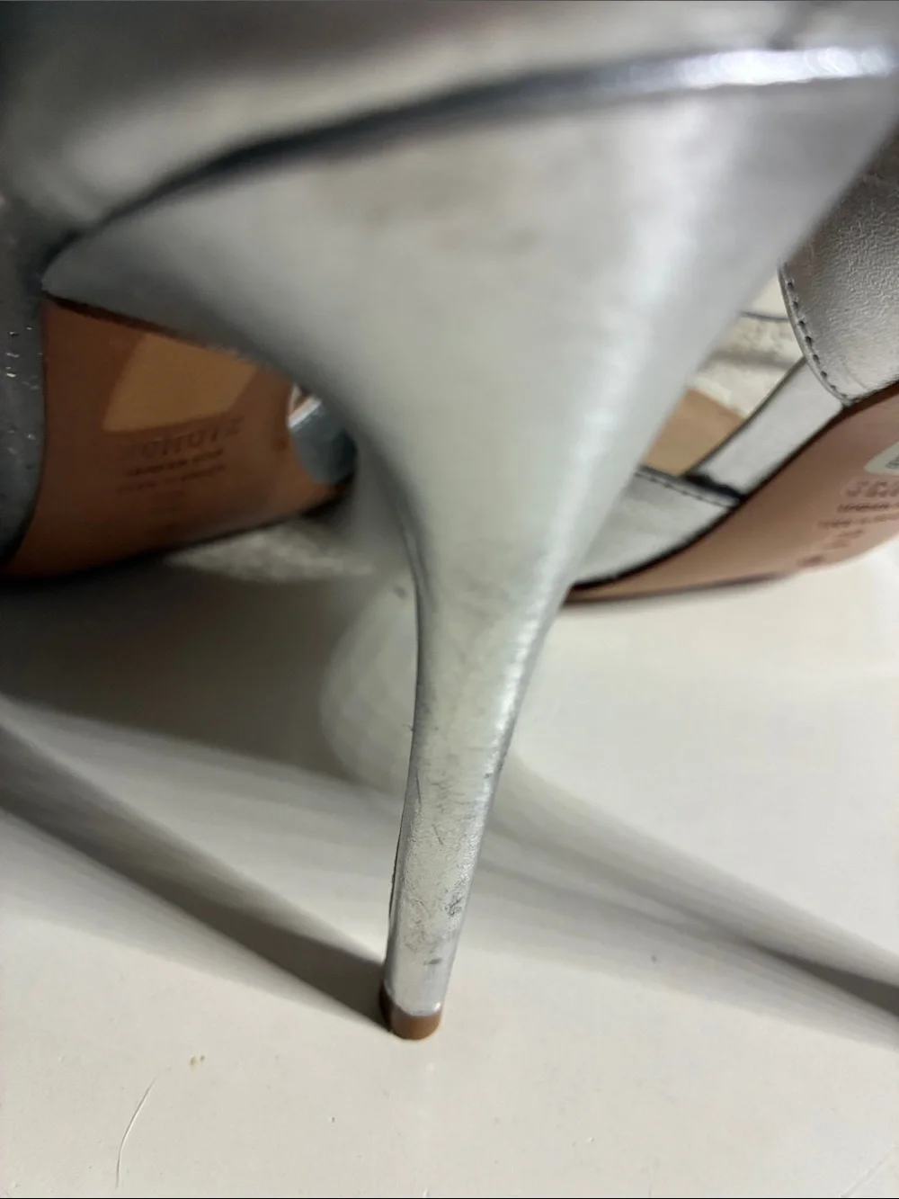 SCHUTZ Metallic Silver Pointed-Toe Cutout Pumps